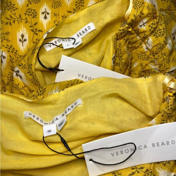 Veronica Beard Yellow Multi Virginia One Shoulder Maxi Dress Sz 0 00 - Picture 9 of 9